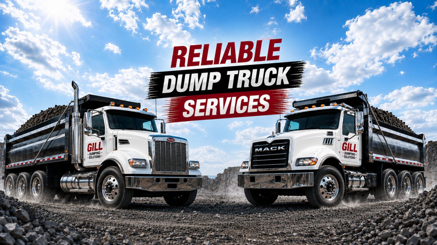 Reliable Dump Truck Services — Gill Dumping Solutions Peterbilt and Mack tri-axle dump trucks